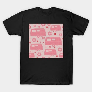 Pink Caravan Daisy  Pattern T-Shirt